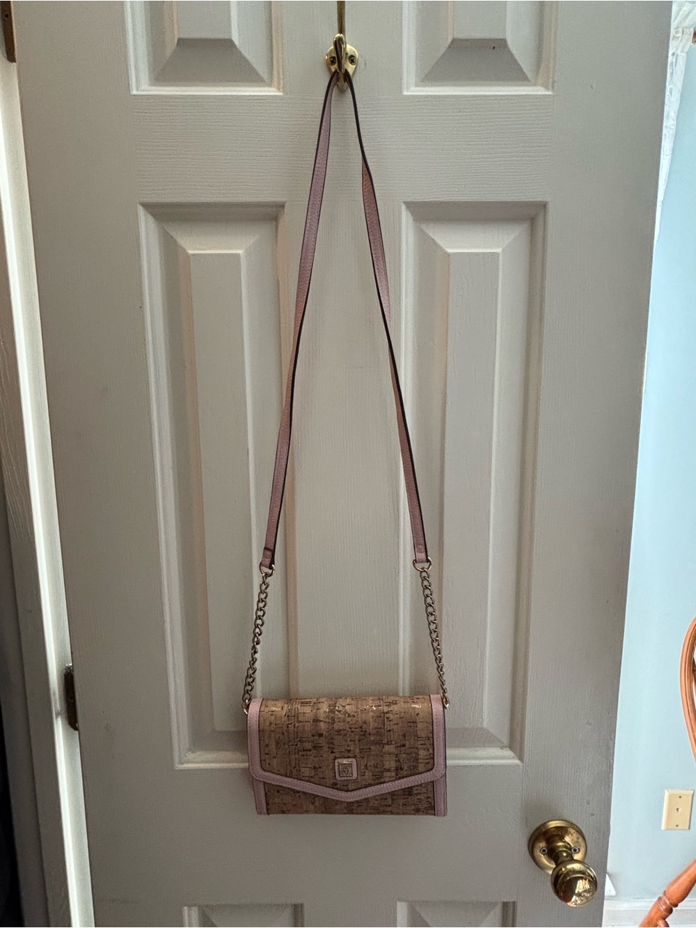 Anne Klein Cork Crossbody with Light Pink Trim